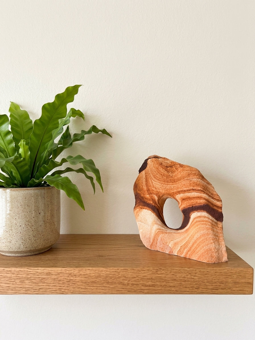 Banded Sandstone Freeform with Natural Hole