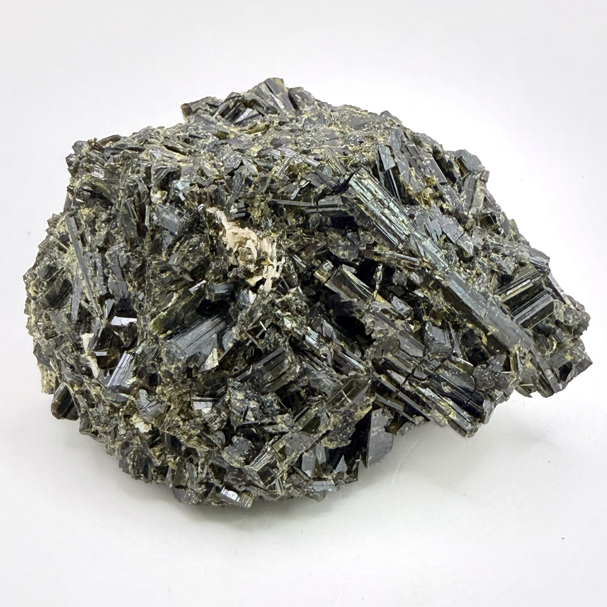 Epidote specimen with bladed green crystals