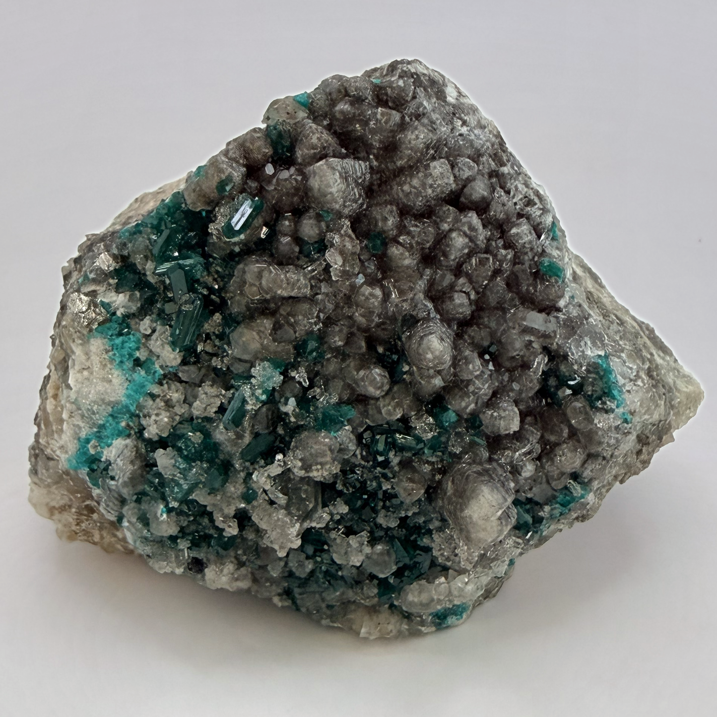 Dioptase on Calcite Cluster from Congo, Sparkling Natural Crystal Specimen, 14 oz Emerald Green Display Piece