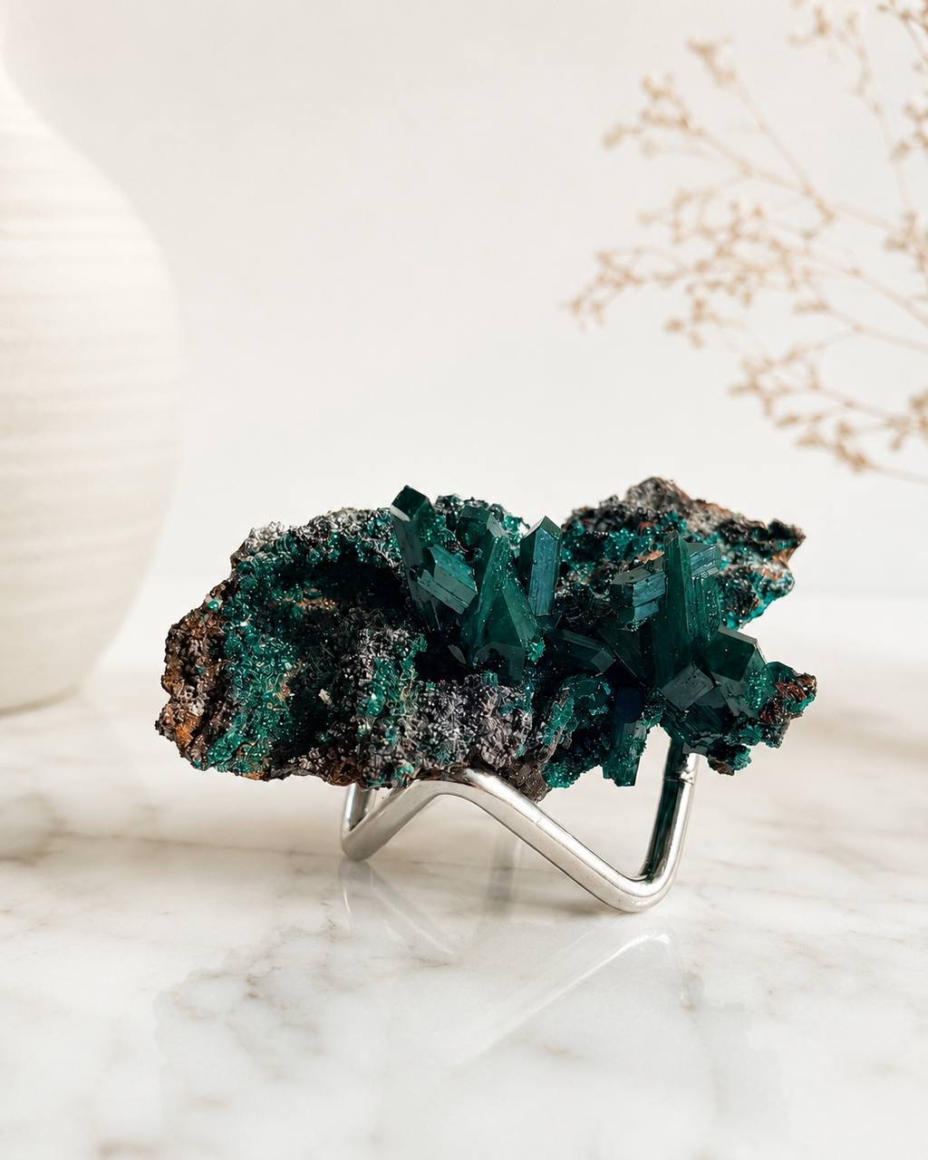 Dioptase Crystal Cluster on Matrix