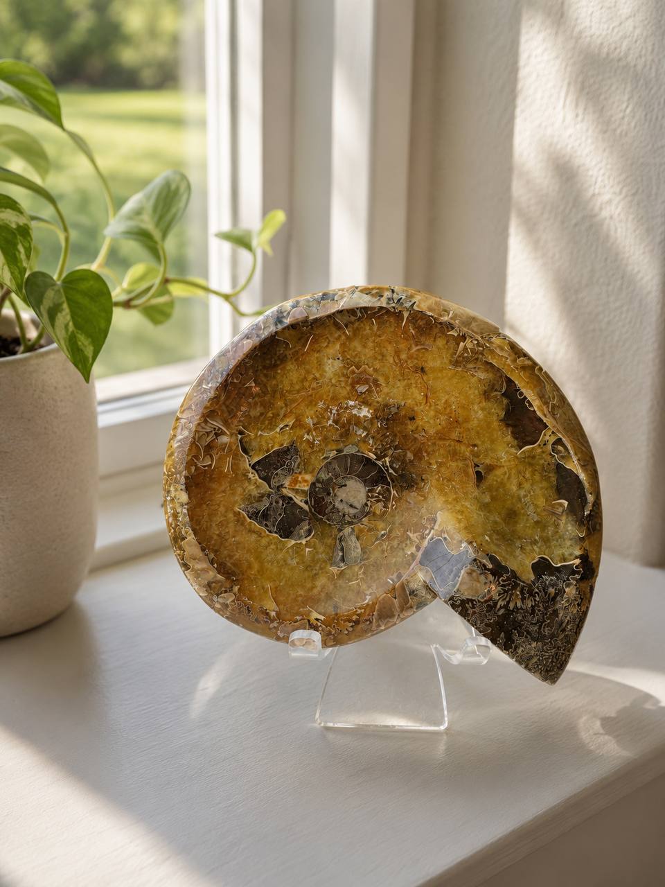 Polished ammonite fossil bowl from Madagascar