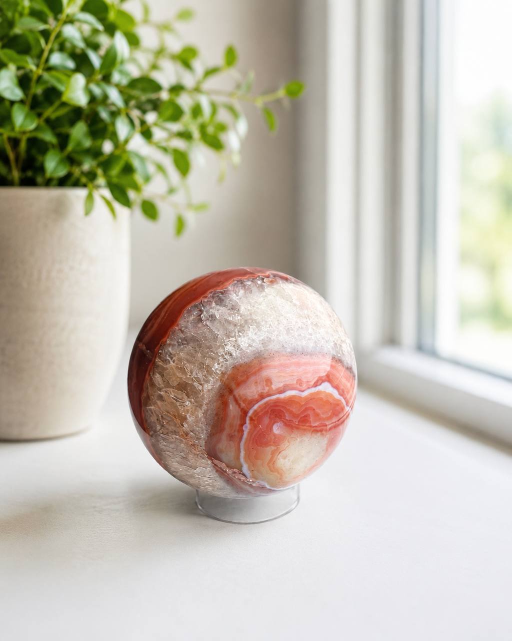 Carnelian Agate Sphere with Acrylic Stand