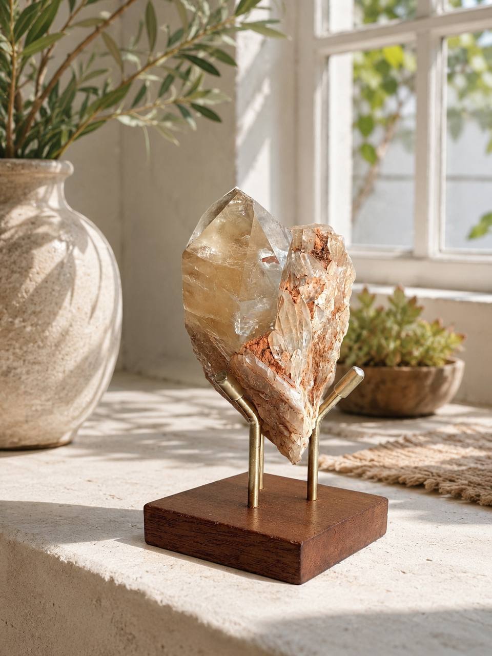 Congo Citrine Crystal Point with Red Clay Matrix