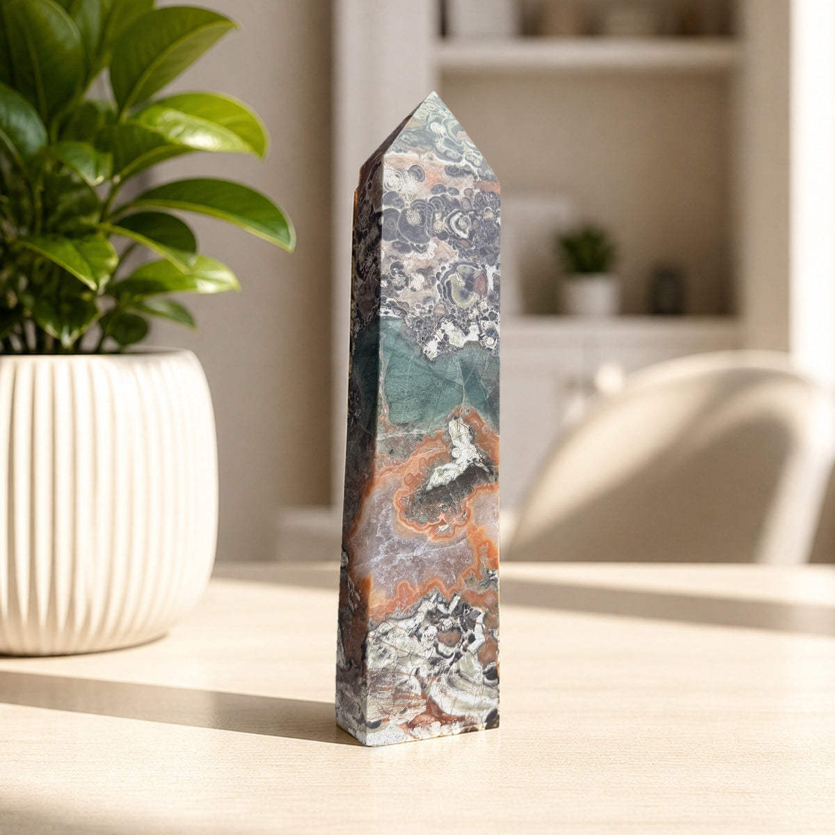 Ocean jasper tower with green band