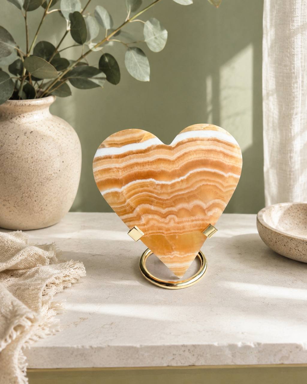 Honey Calcite Heart