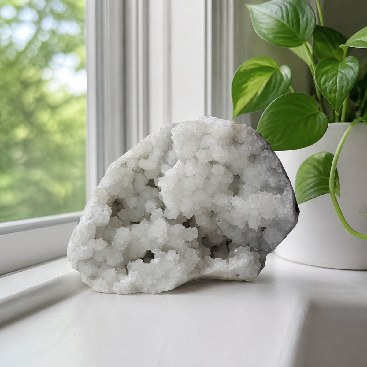 White quartz geode, lifestyle