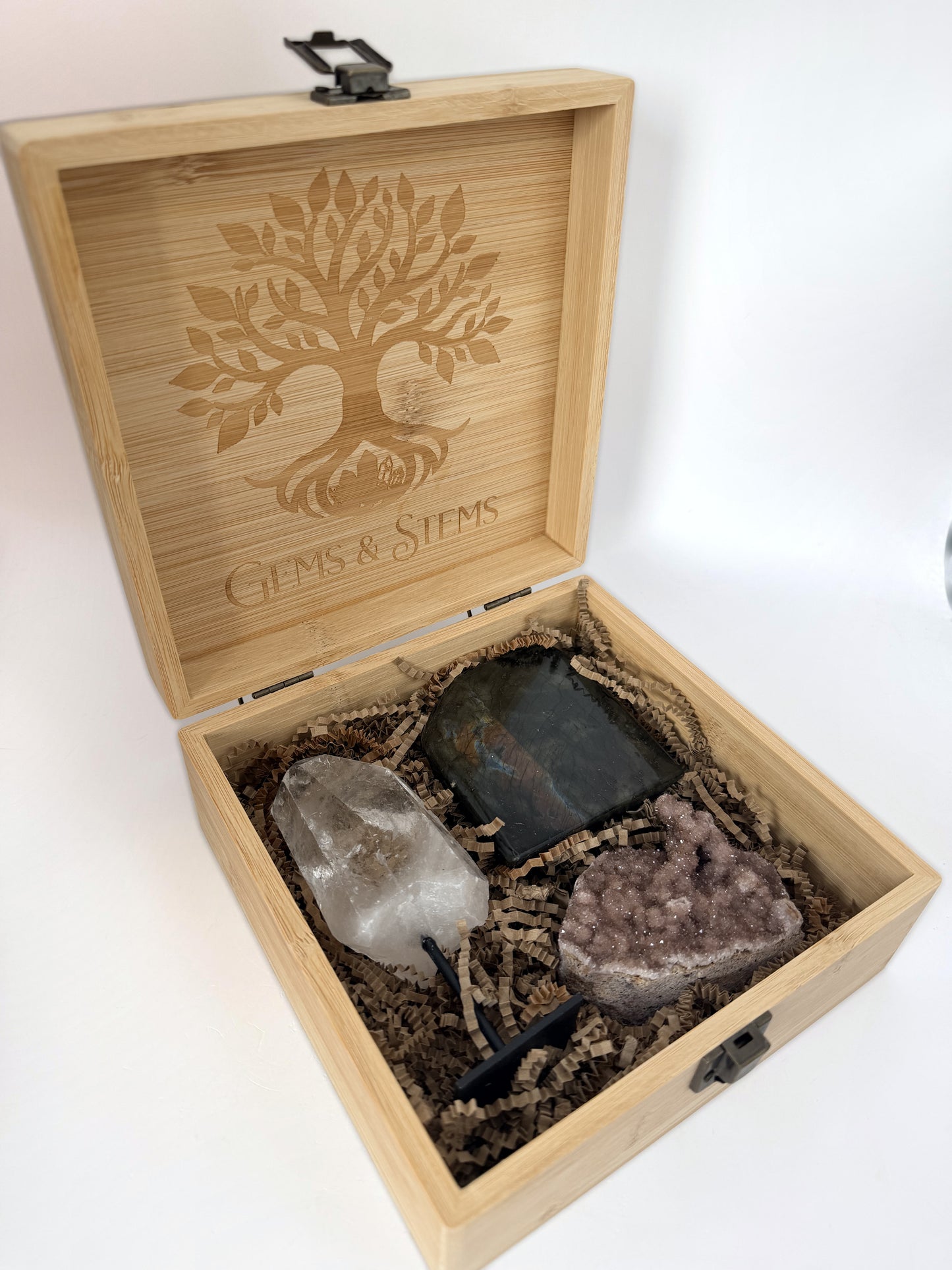 Crystal gift set with clear quartz point, labradorite and Turkish amethyst