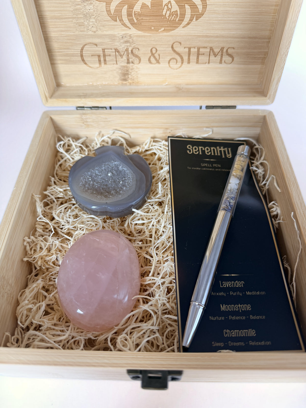 Top down view of the open teacher gift box