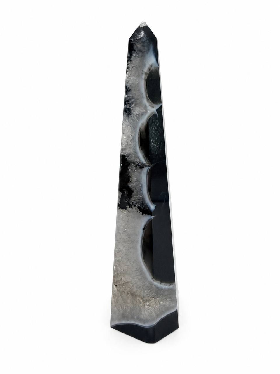 Sardonyx Obelisk with Druzy Quartz