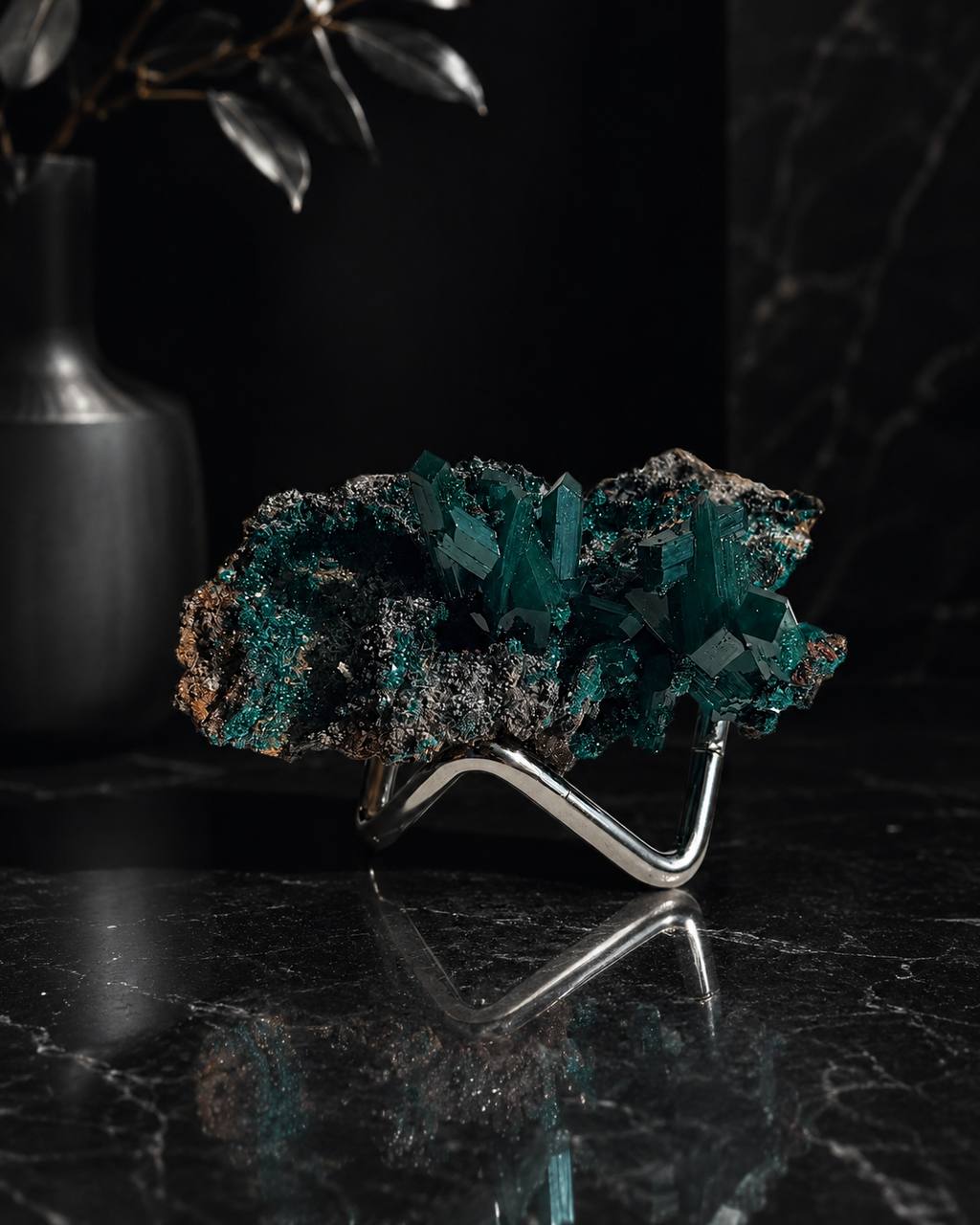 Dioptase Crystal Cluster on Matrix