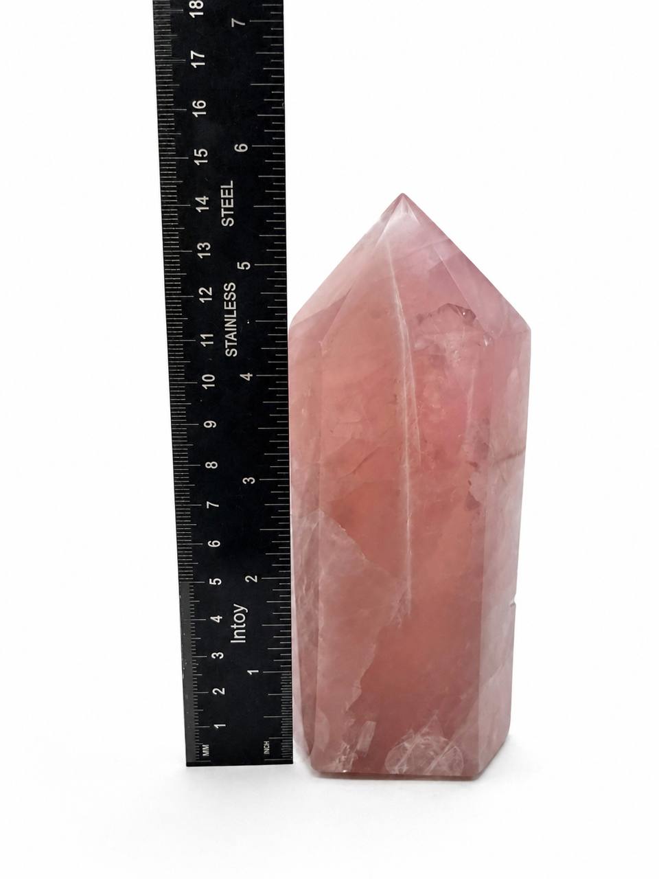 Rose Quartz Tower - height measurement approximately 7 inches