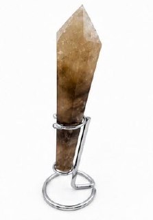 Smoky Quartz Crystal Wand, side angle showing golden-to-smoky gradient