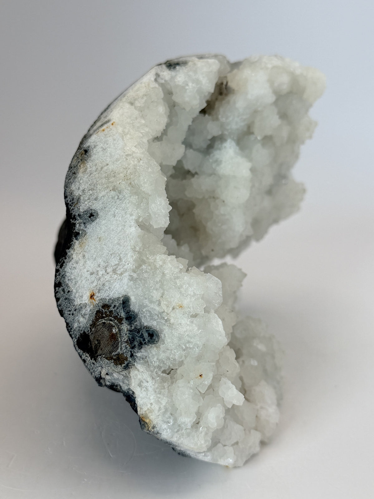 White quartz geode, angle