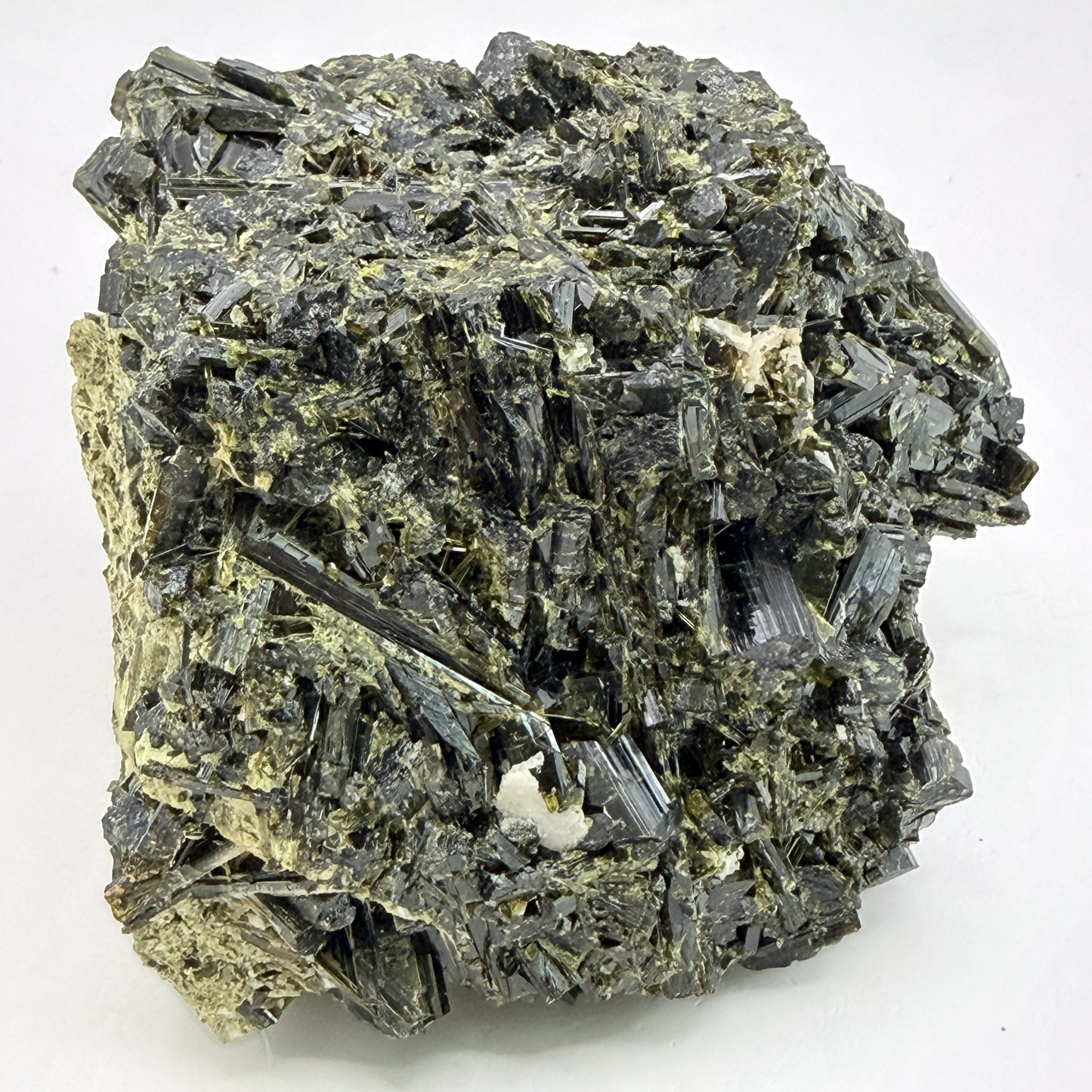 Epidote specimen with bladed green crystals