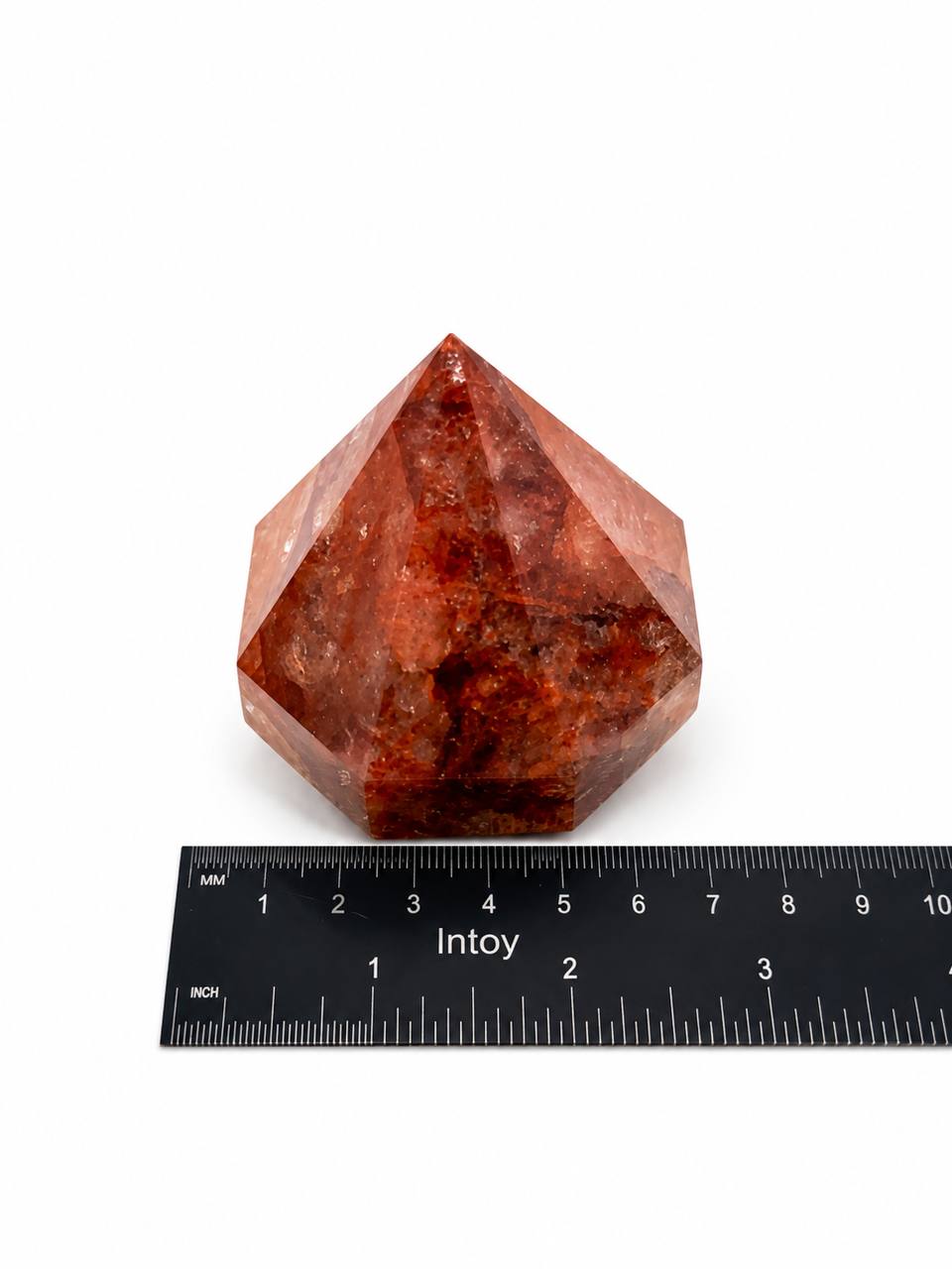Fire Quartz Faceted Gem with Stand