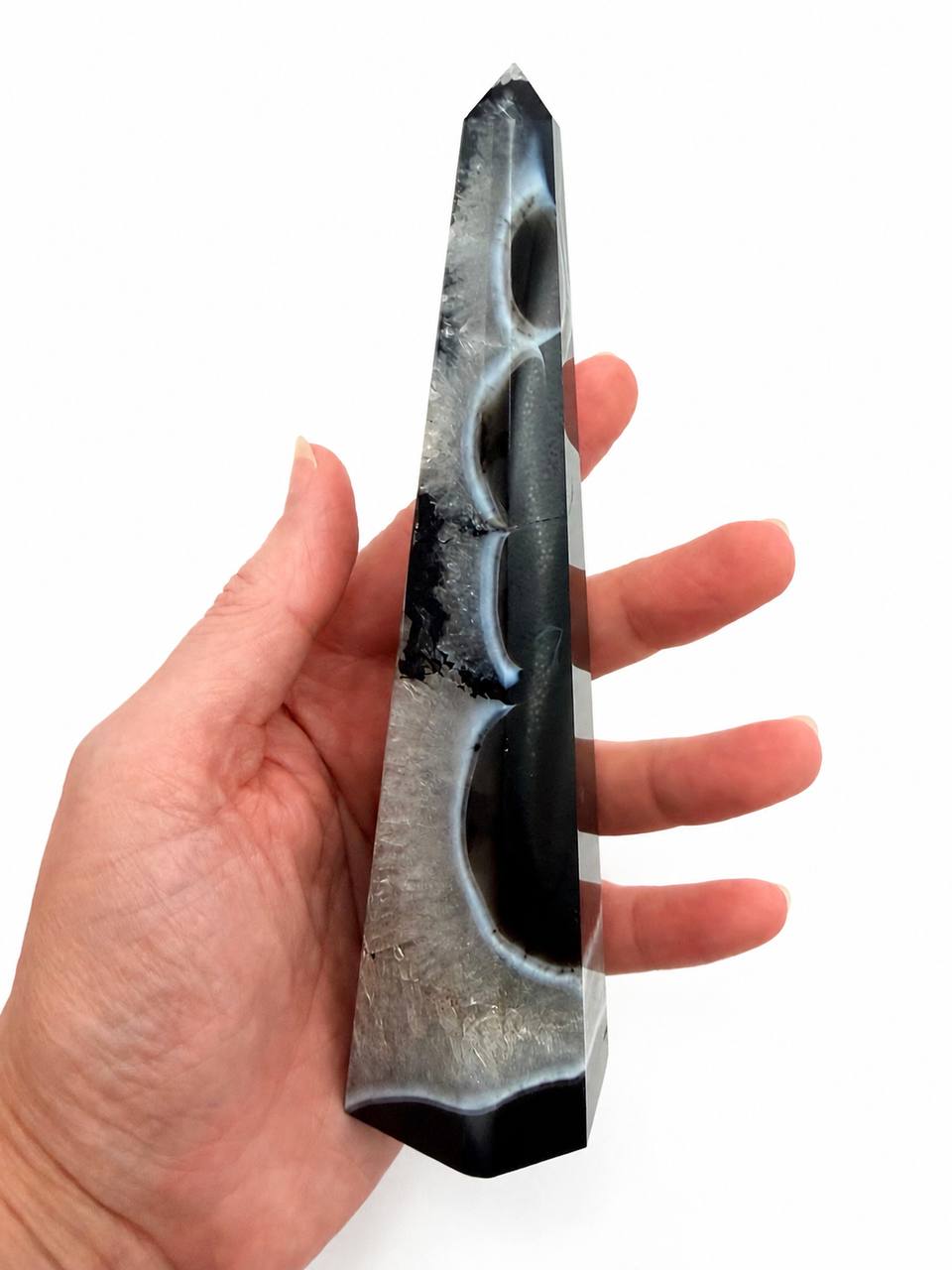 Sardonyx Obelisk with Druzy Quartz