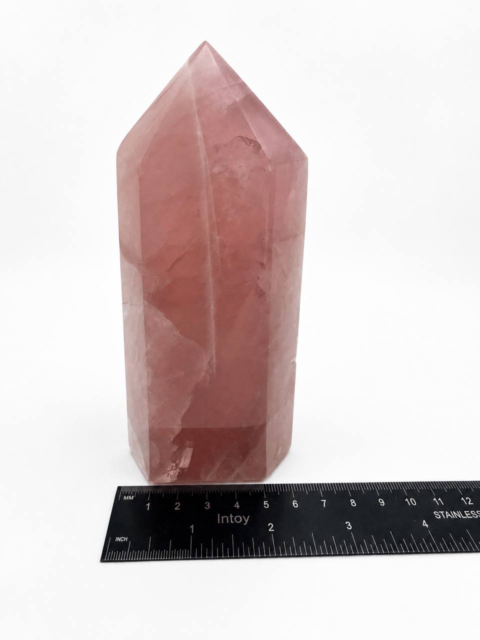 Rose Quartz Tower - width measurement approximately 3 inches