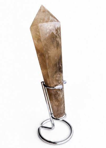 Smoky Quartz Crystal Wand, angled view showing translucency