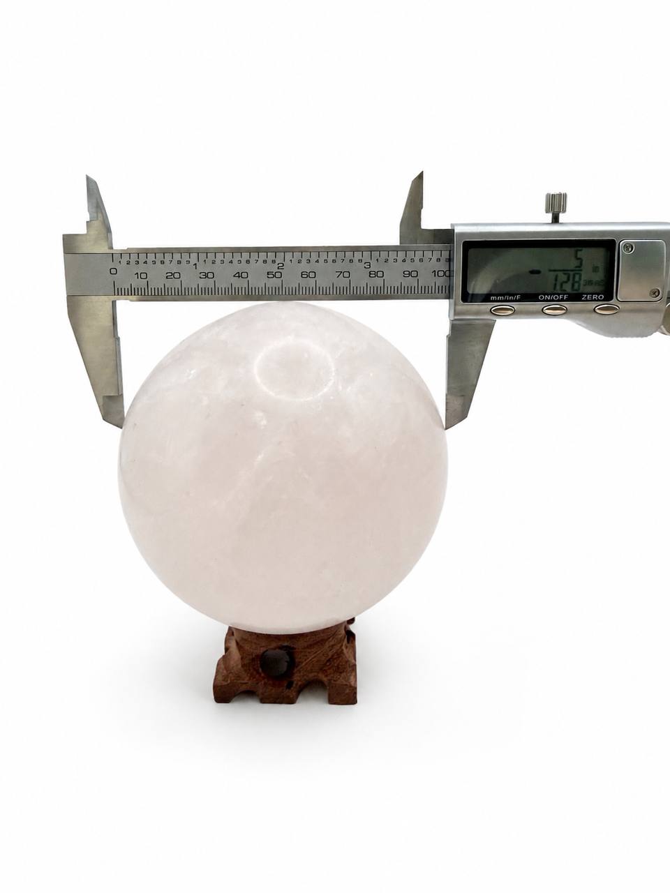 Rose Quartz Sphere diameter measurement approximately 128mm