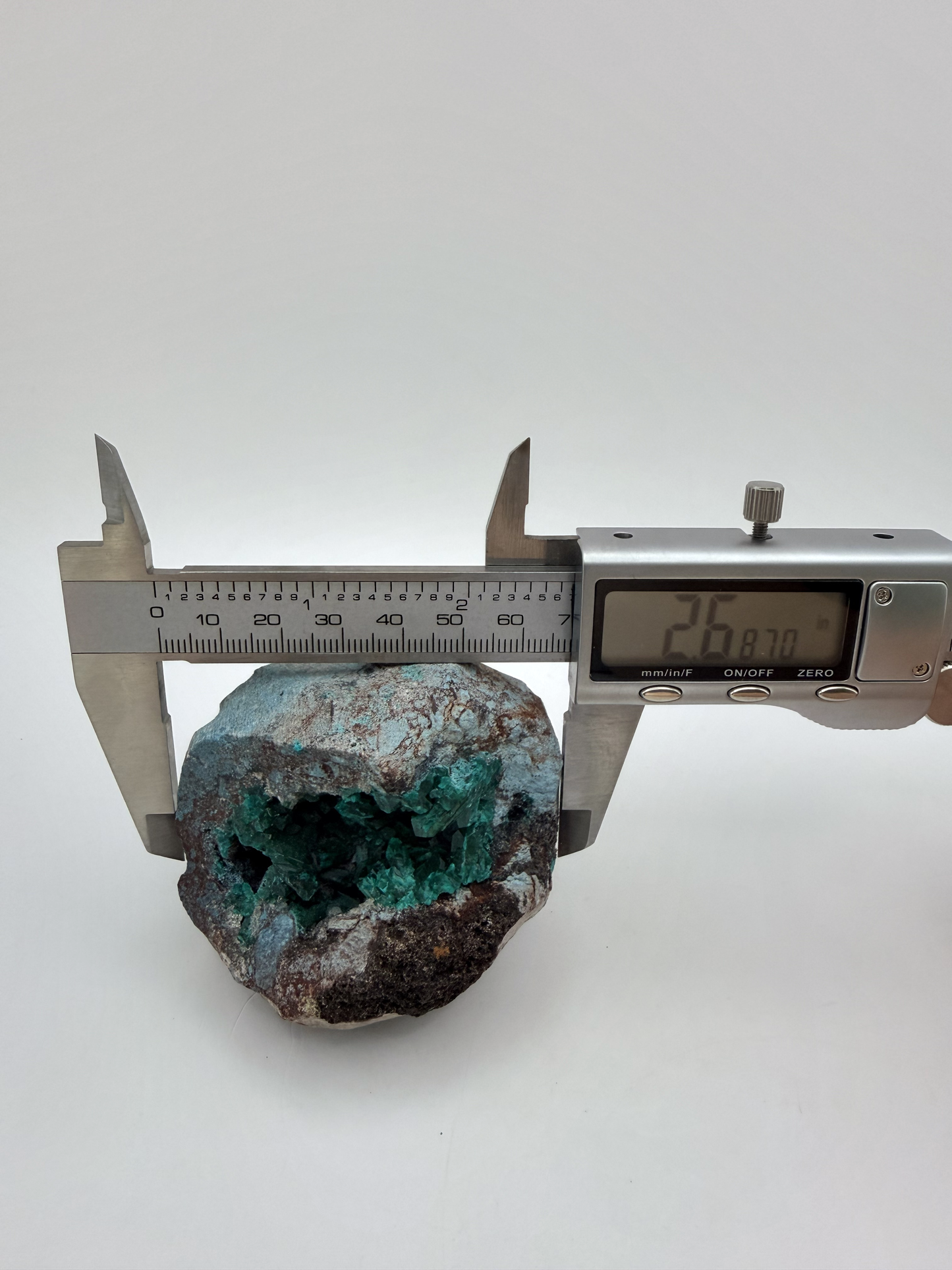 Dioptase Cave Nodule from Congo, Emerald Crystal Geode with Blue Chrysocolla Skin, Rare Collector Sp