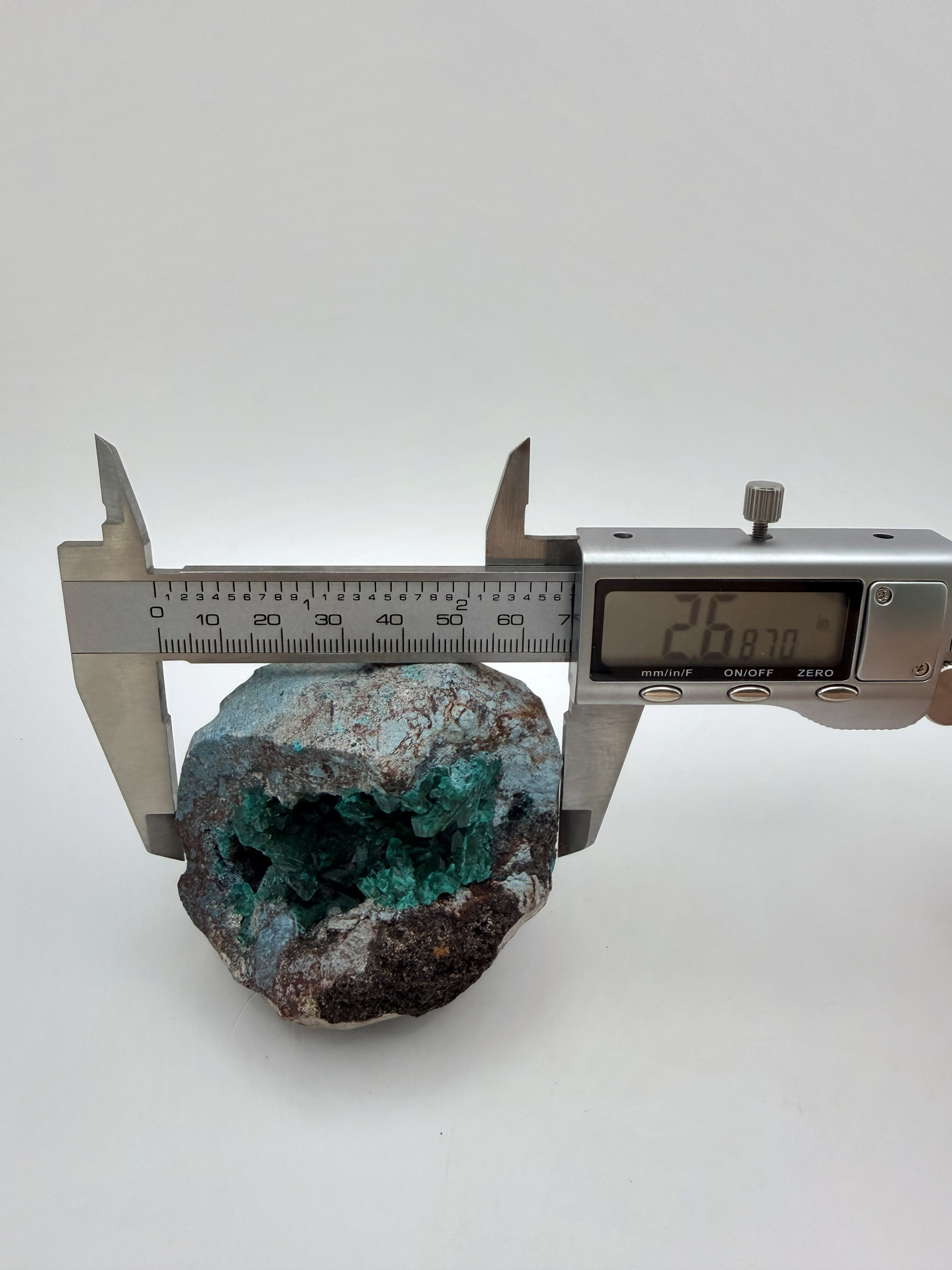 Dioptase Cave Nodule from Congo, Emerald Crystal Geode with Blue Chrysocolla Skin, Rare Collector Sp