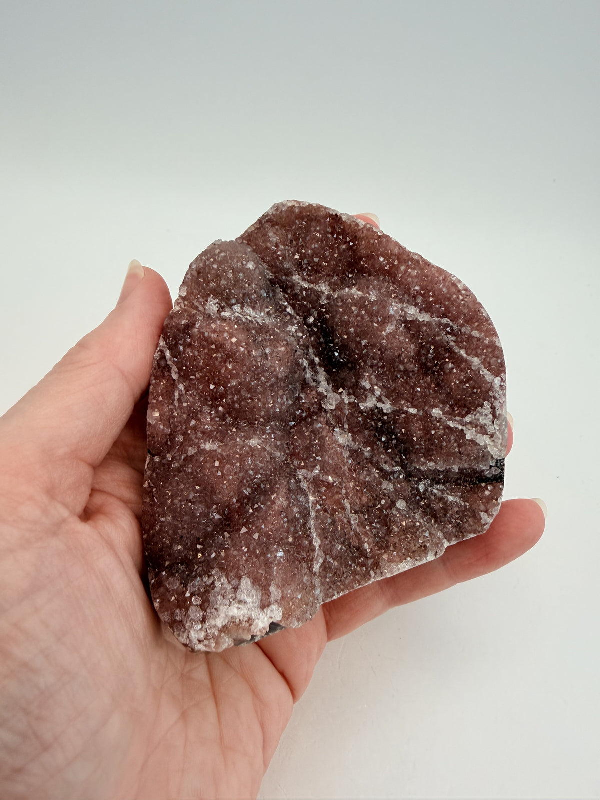 Pink amethyst druzy plate