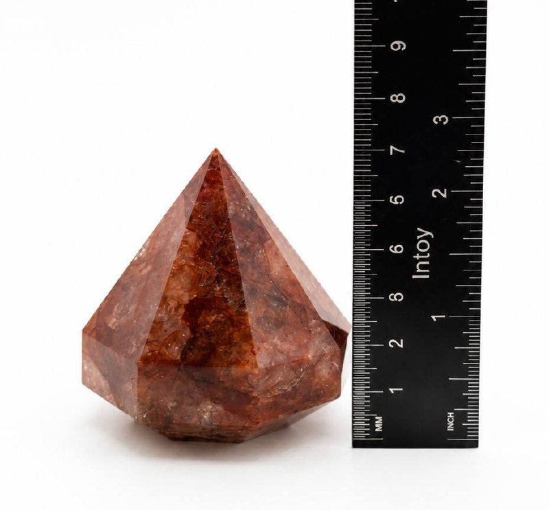 Fire Quartz Faceted Gem with Stand