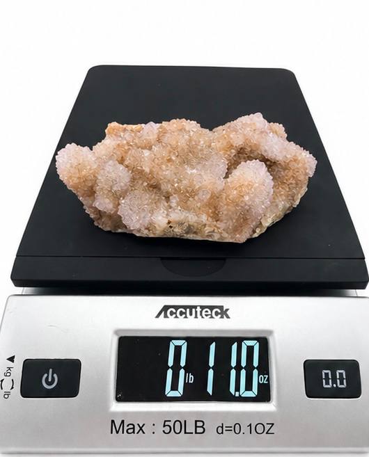 Spirit Quartz Cluster, weight 11 oz on scale