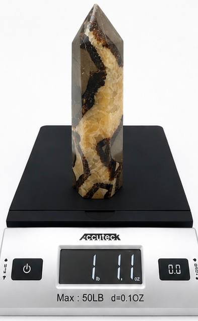 Septarian Dragon Stone Tower, weight 1 lb 11 oz on scale