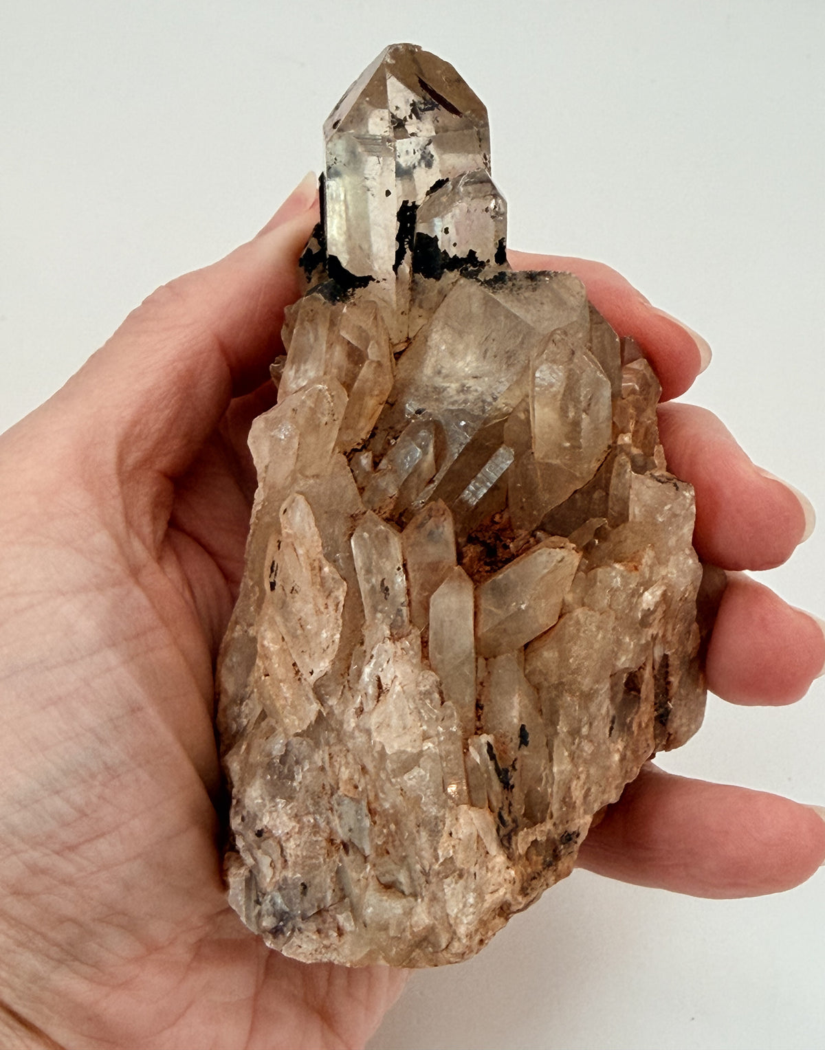 Kundalini citrine cluster, in hand