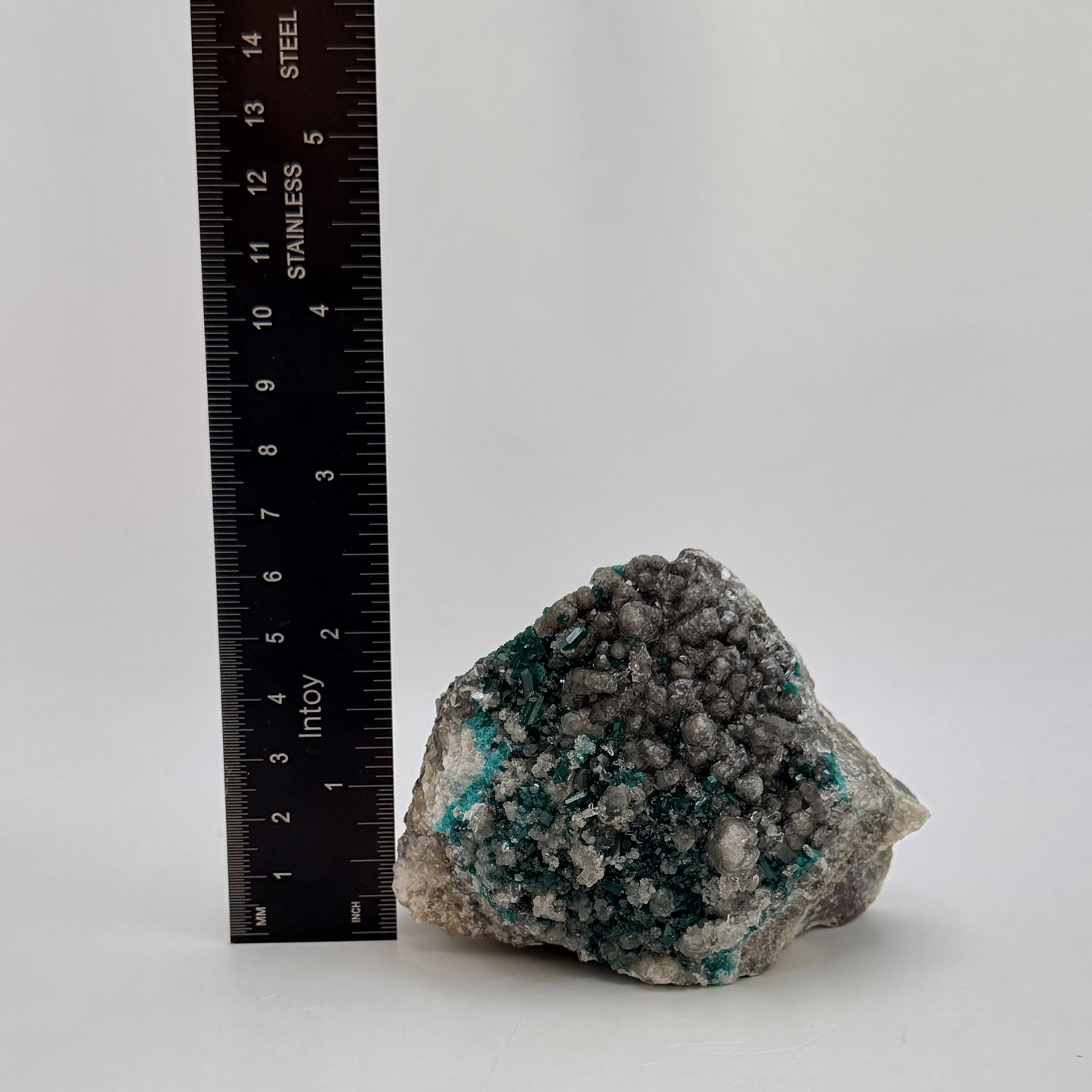 Dioptase on Calcite Cluster from Congo, Sparkling Natural Crystal Specimen, 14 oz Emerald Green Display Piece