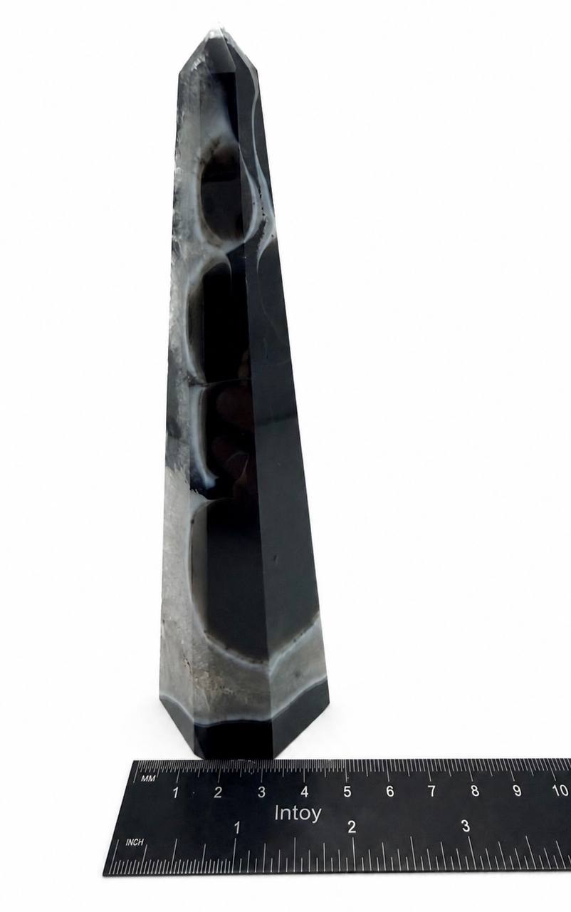 Sardonyx Obelisk with Druzy Quartz