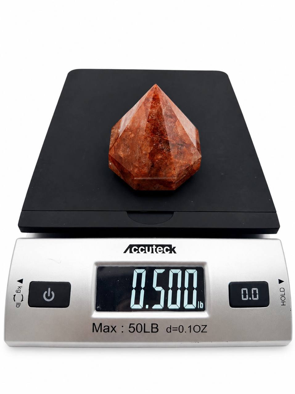 Fire Quartz Faceted Gem with Stand