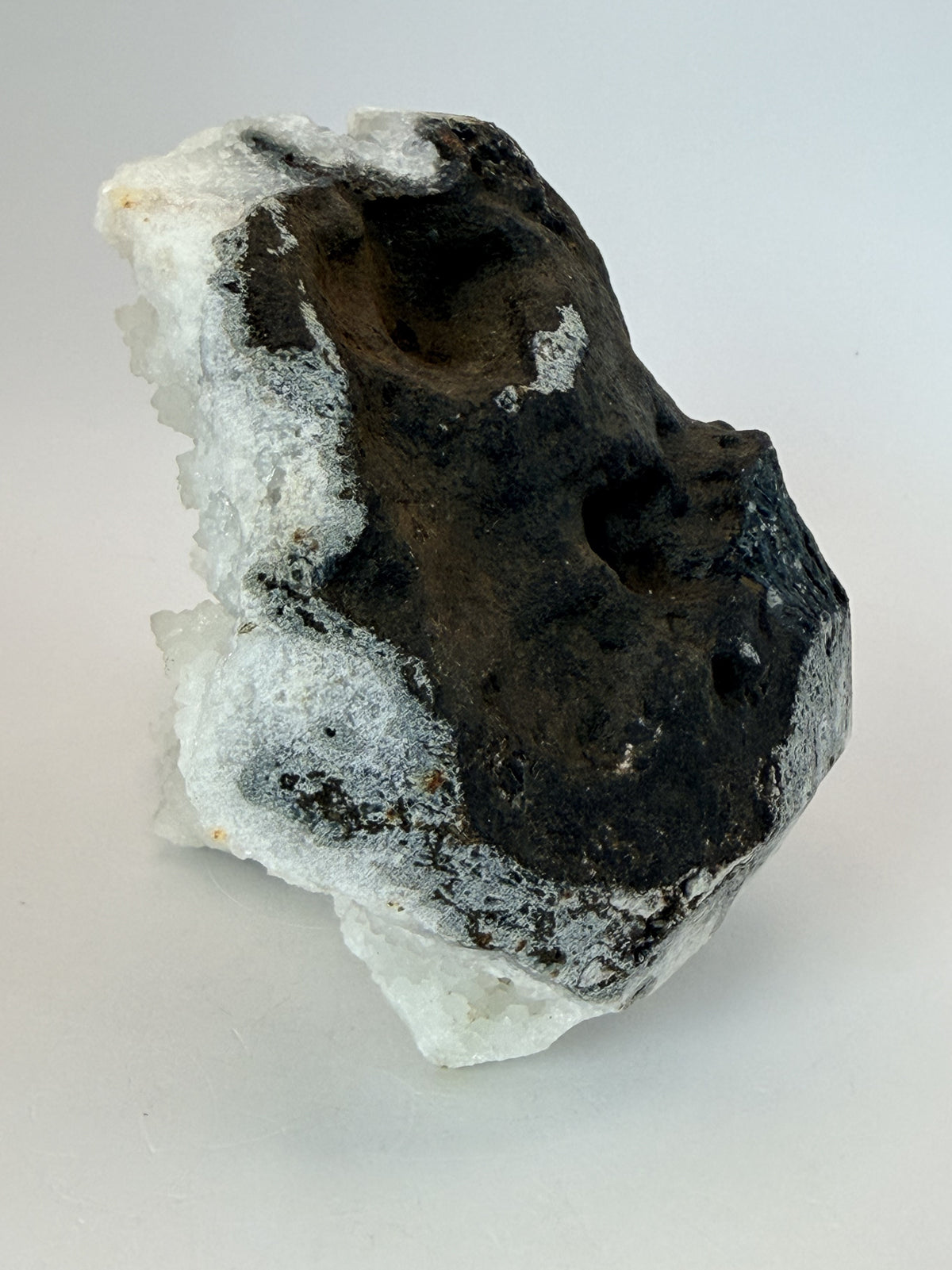 White quartz geode, back angle