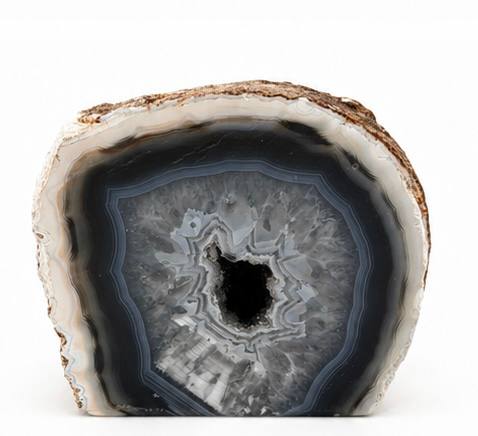 Brazilian Agate Geode Half with Druzy Quartz