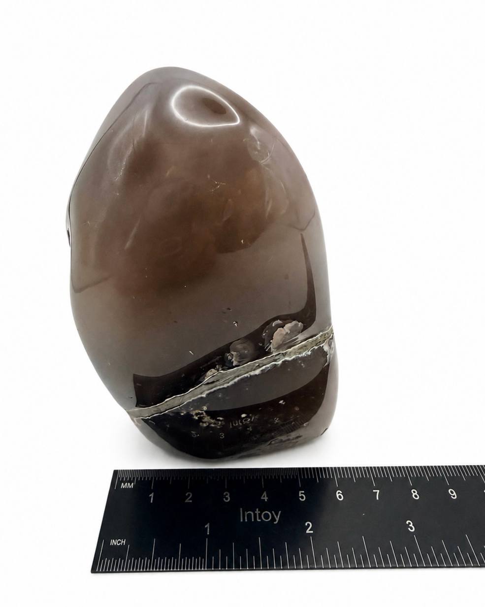 Grey and Brown Agate Freeform with Druzy Quartz Geode