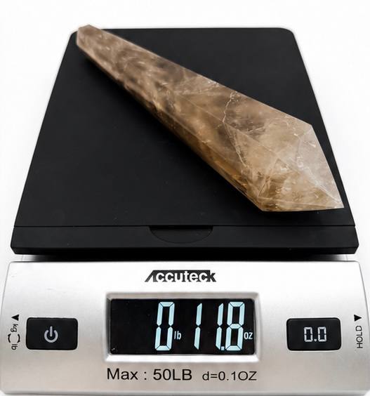 Smoky Quartz Crystal Wand, weight 1 lb 1.8 oz on scale