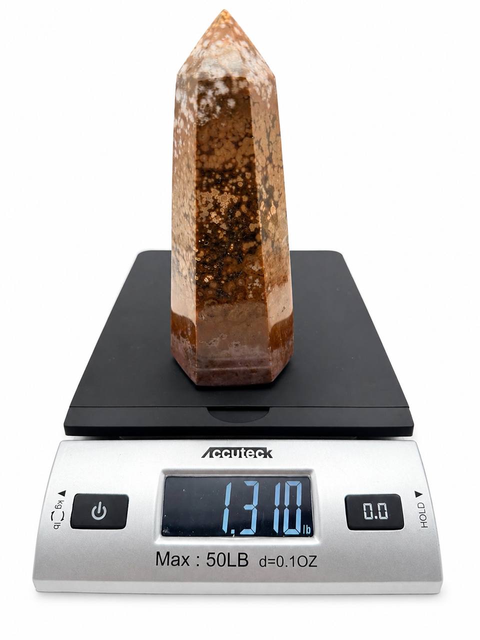 Ocean Jasper Tower weight 1 lb 5 oz on scale