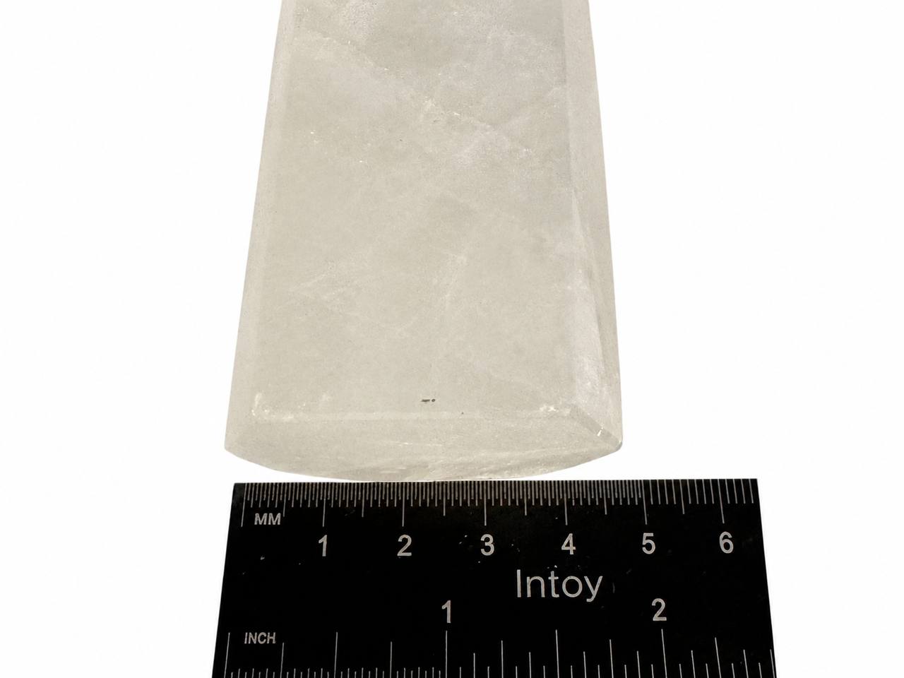 Clear quartz tower, 8.5 inch crystal obelisk with milky base