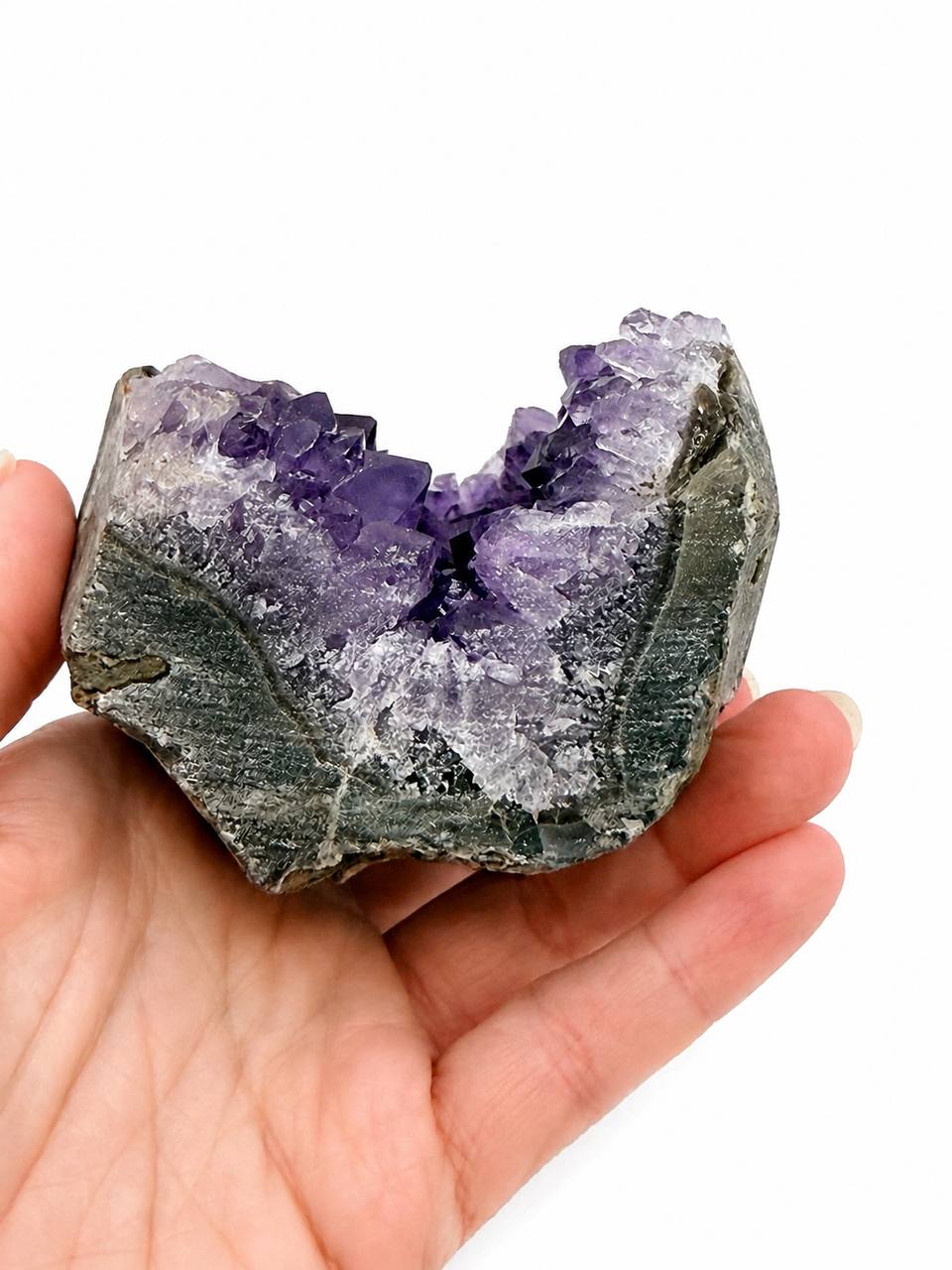 Uruguay Amethyst Geode Cave, back view showing basalt shell