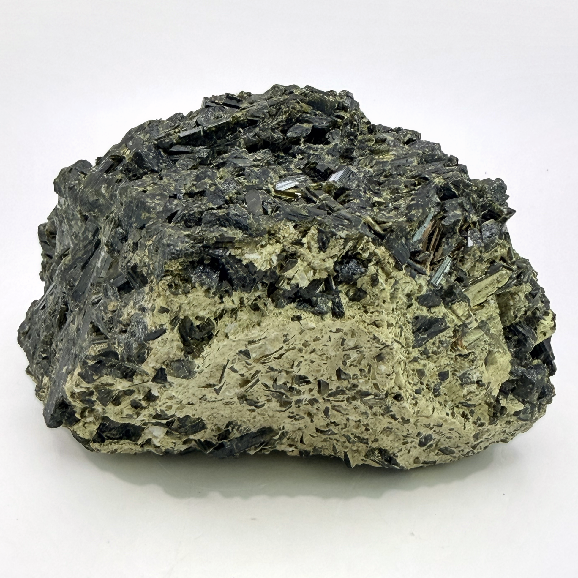 Epidote specimen with bladed green crystals