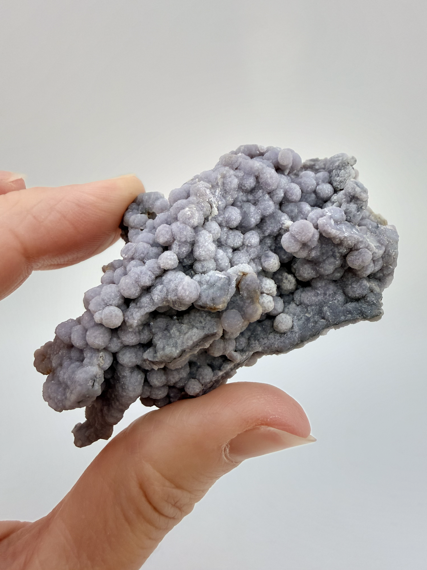 Grape Agate Cluster, Sparkling Botryoidal Lavender Chalcedony, Natural Purple Druzy Mineral Specimen