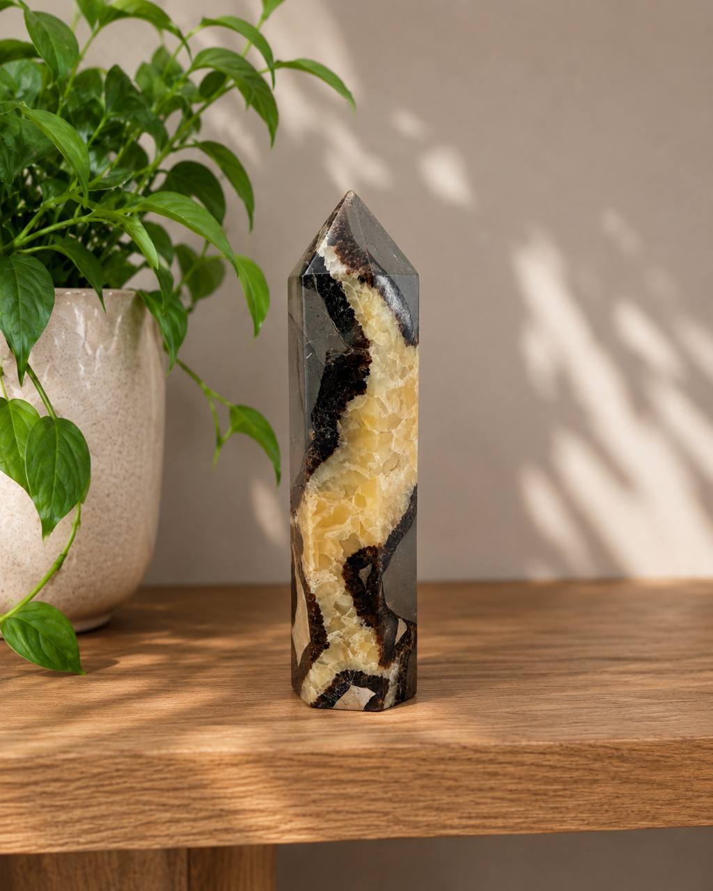 Septarian Dragon Stone Tower, lifestyle display view