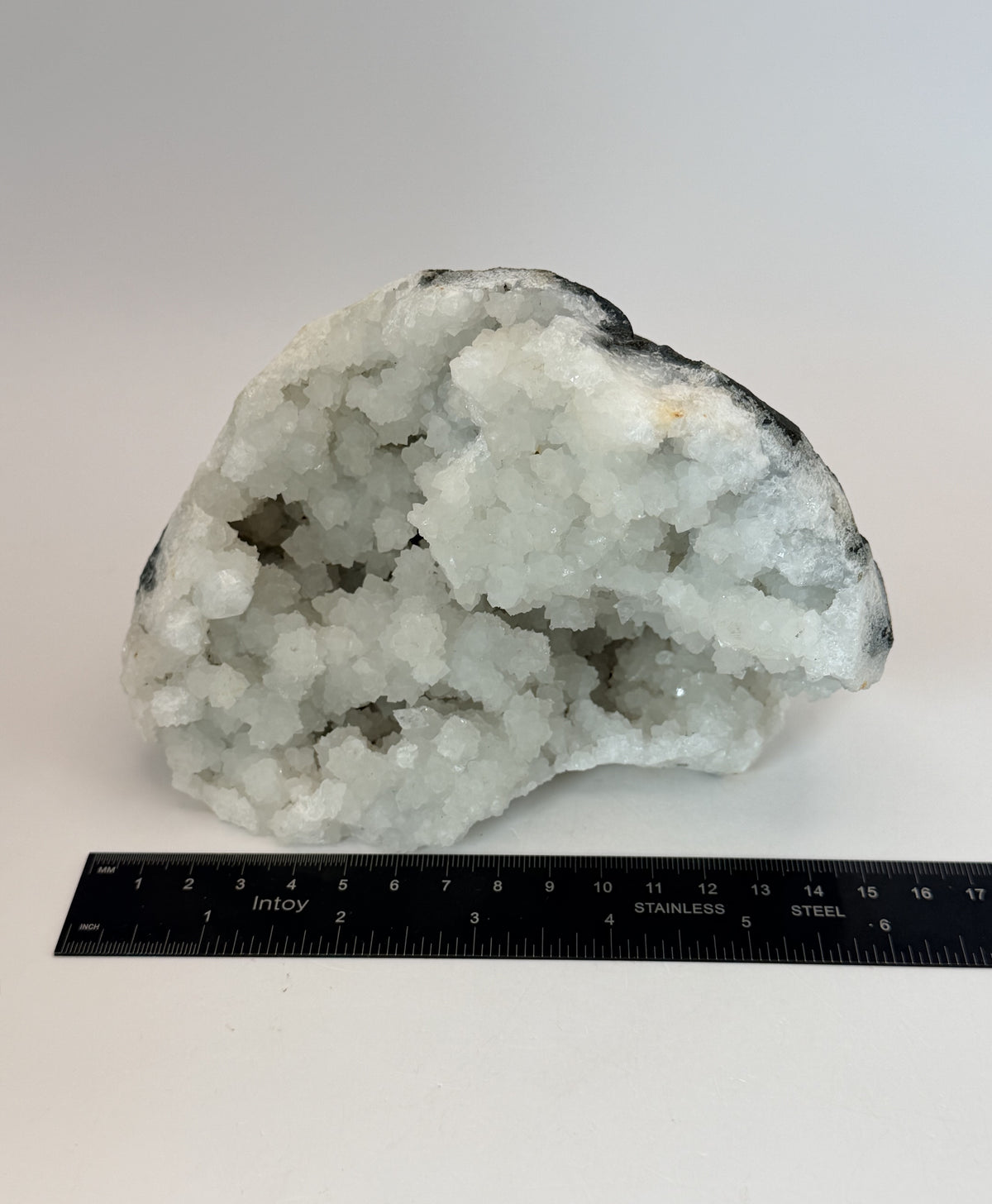 White quartz geode, ruler width