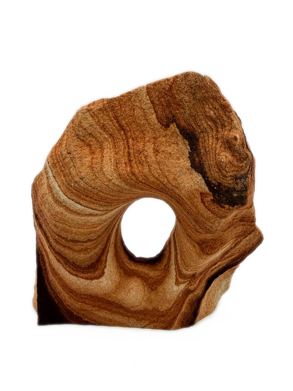 Banded Sandstone Freeform with Natural Hole