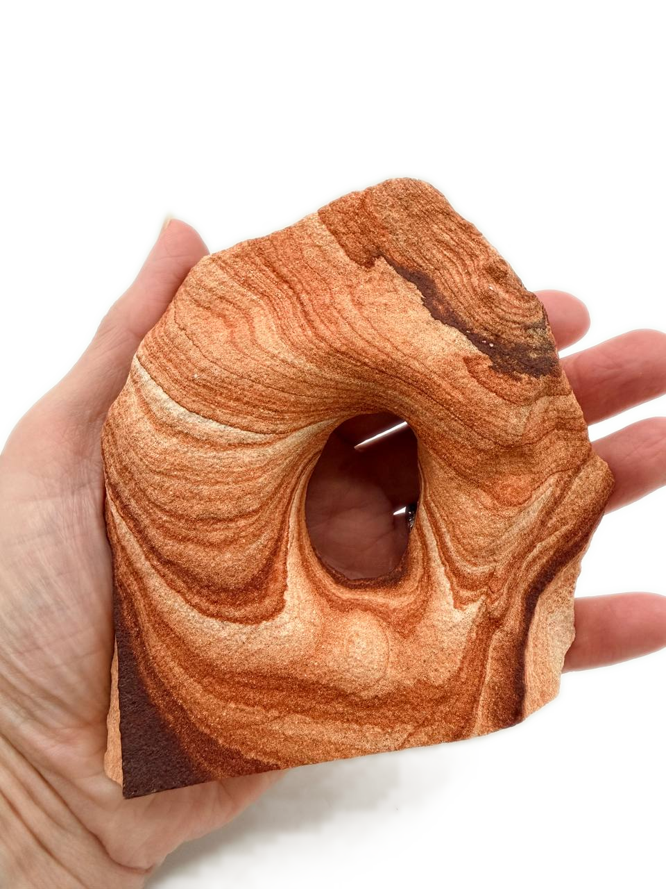 Banded Sandstone Freeform with Natural Hole