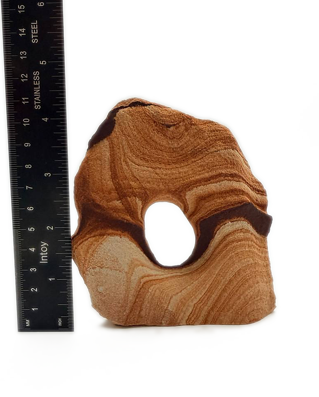 Banded Sandstone Freeform with Natural Hole