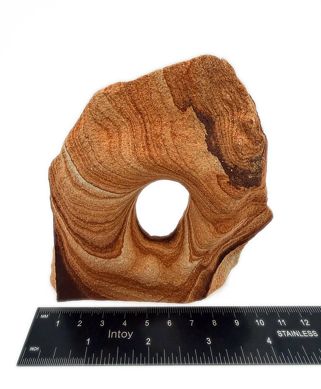 Banded Sandstone Freeform with Natural Hole