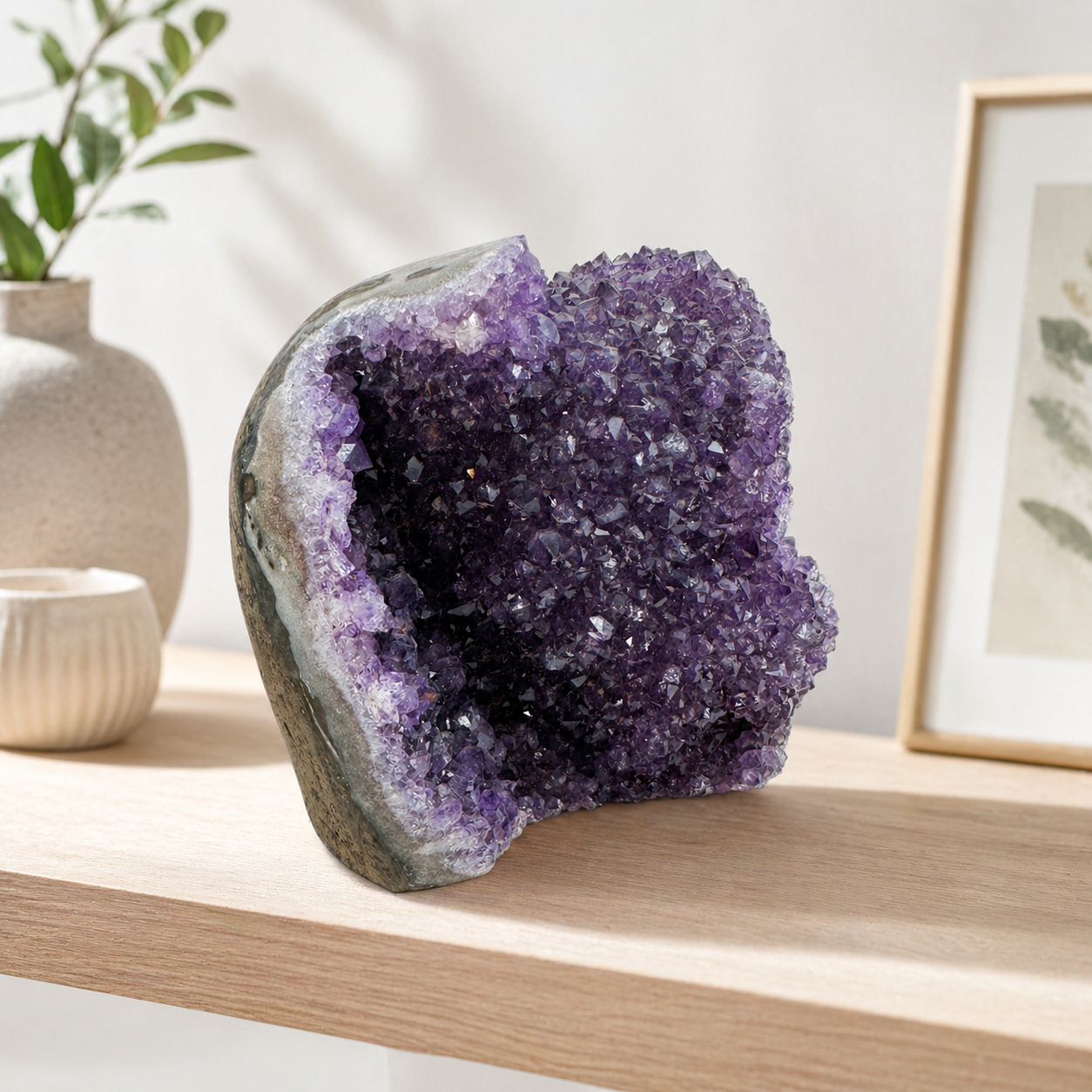 Amethyst Geode Cluster — Double Cave, Double-Sided Crystal Coverage