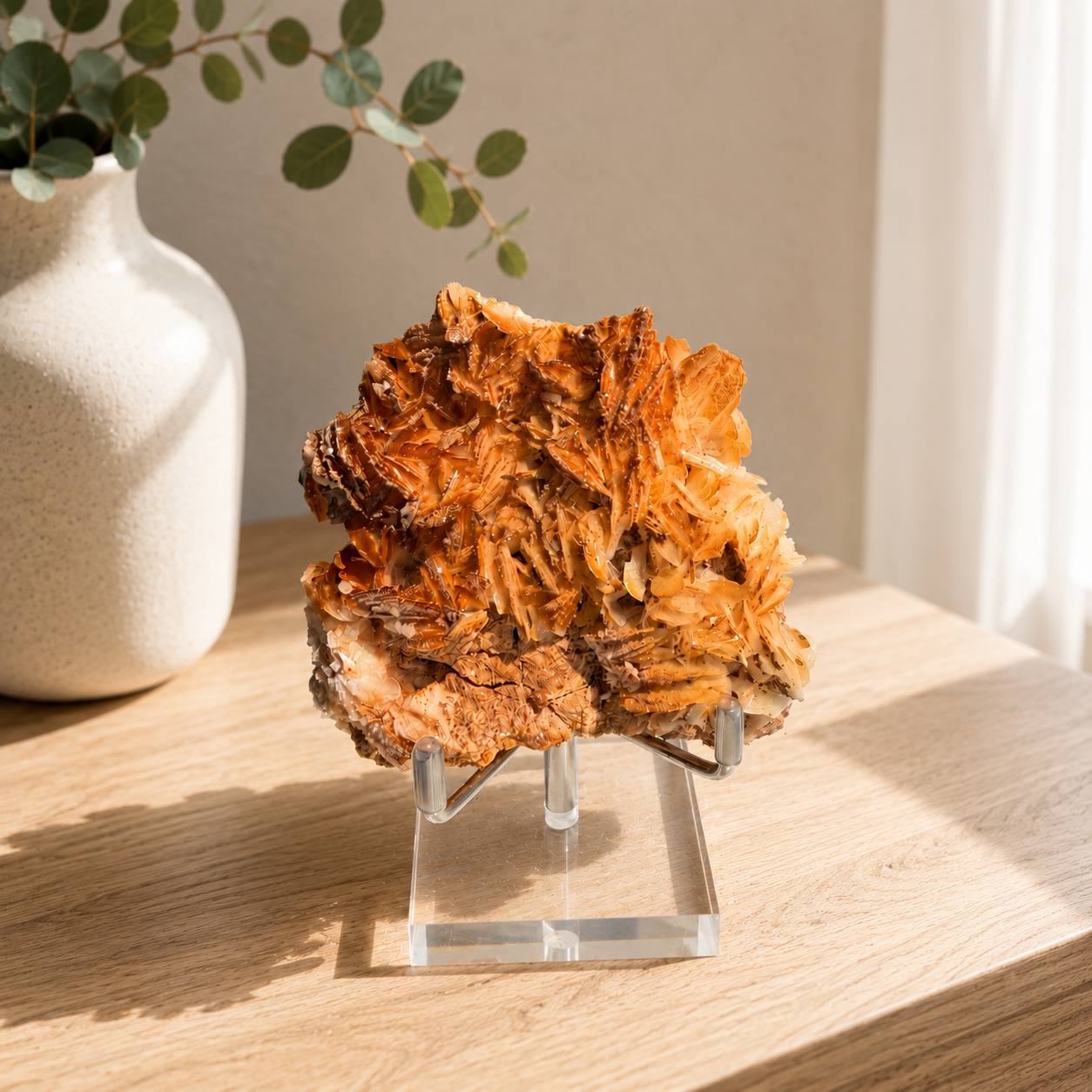Vanadinite on barite styled with soft curtain light